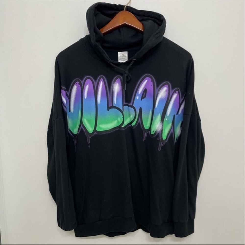 Disney Villain Spell Out Balloon Font Graffiti Oversized Mickey Hoodie (0220)